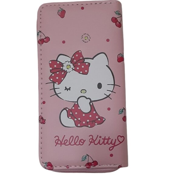 Hello Kitty Zippered Wallet Long Clutch Cash Cards Coin Holder - Picture 2 of 4